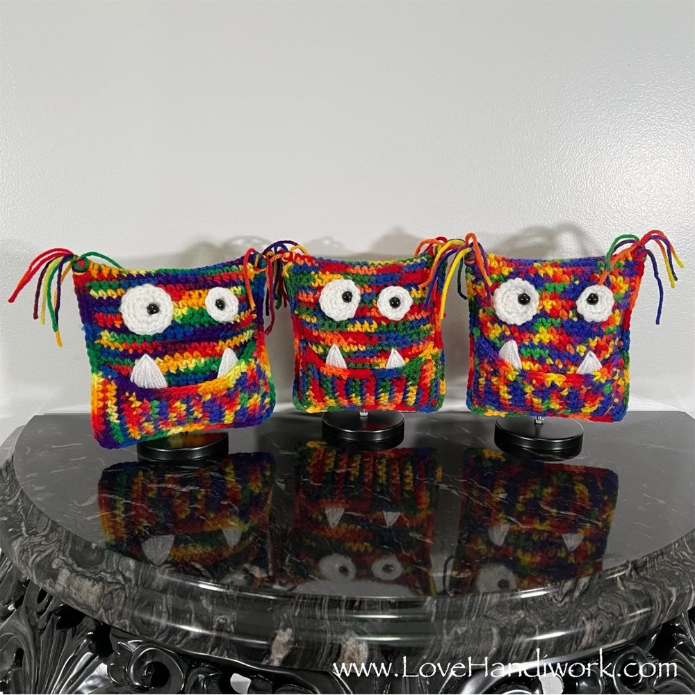 NEW Handmade Crochet Mini Monster Tooth Fairy Pillows: